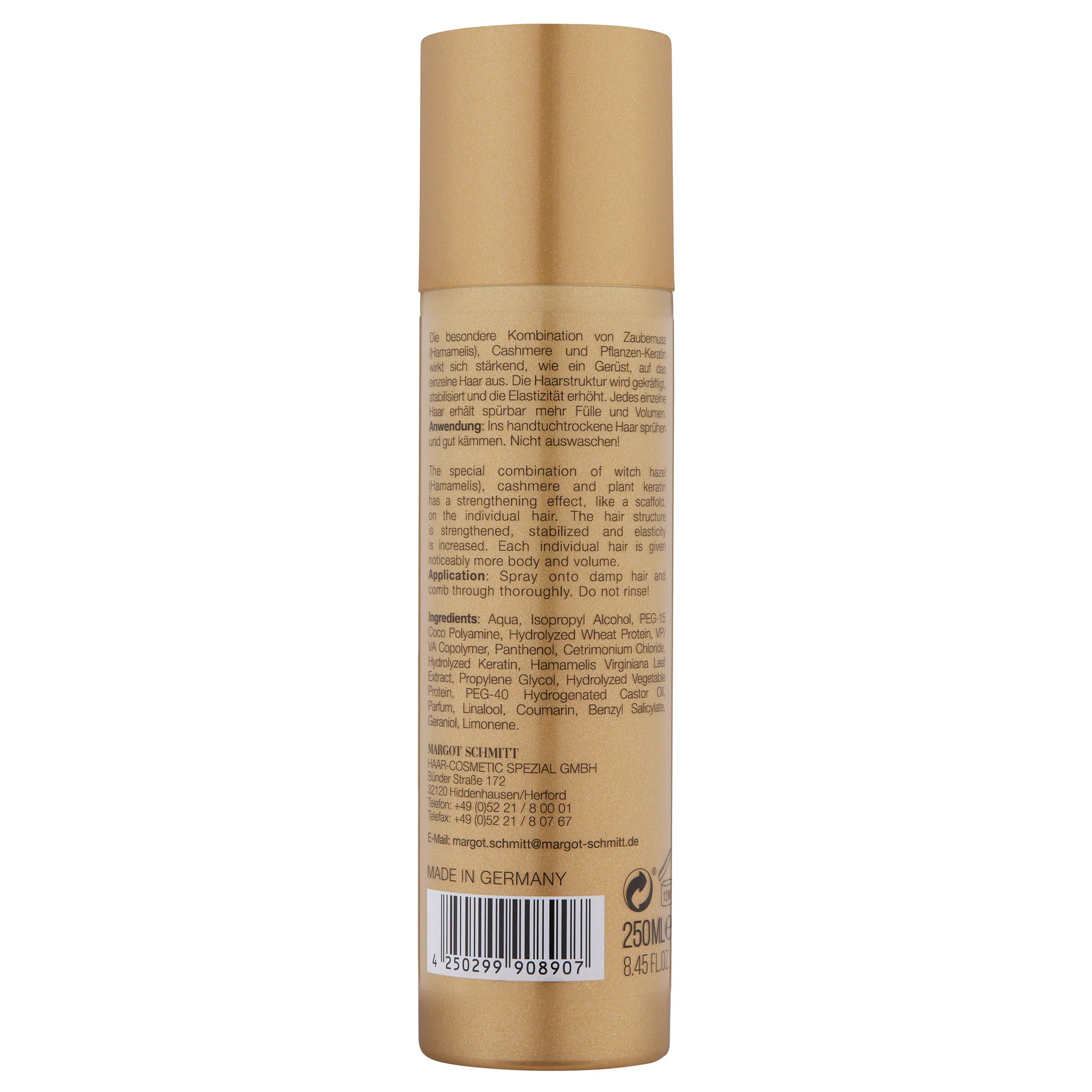 Margot Schmitt® Deluxe Pure Haarverdicker mit Pflanzen Keratin 250ml Sprühconditioner – Bild 2