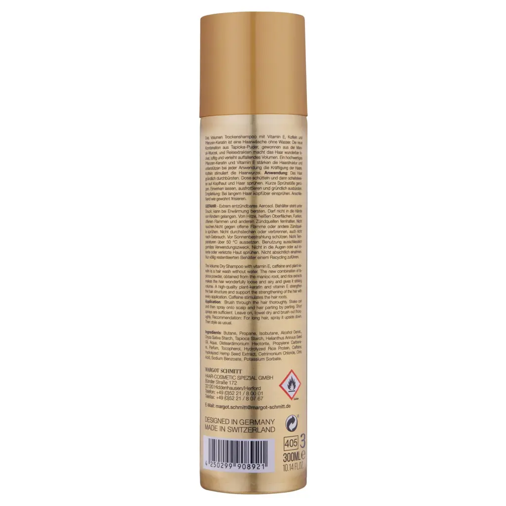 Margot Schmitt® Volumen Trockenshampoo mit Vitamin E, Pflanzen Keratin und Koffein 300ml