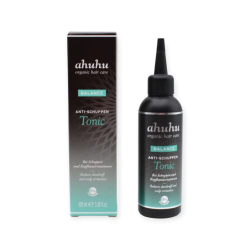ahuhu organic hair care Anti-Schuppen Tonic 100 ml – Kopfhautpflege mit Aloe Vera, Mimosen- & Baumwollblütenextrakt
