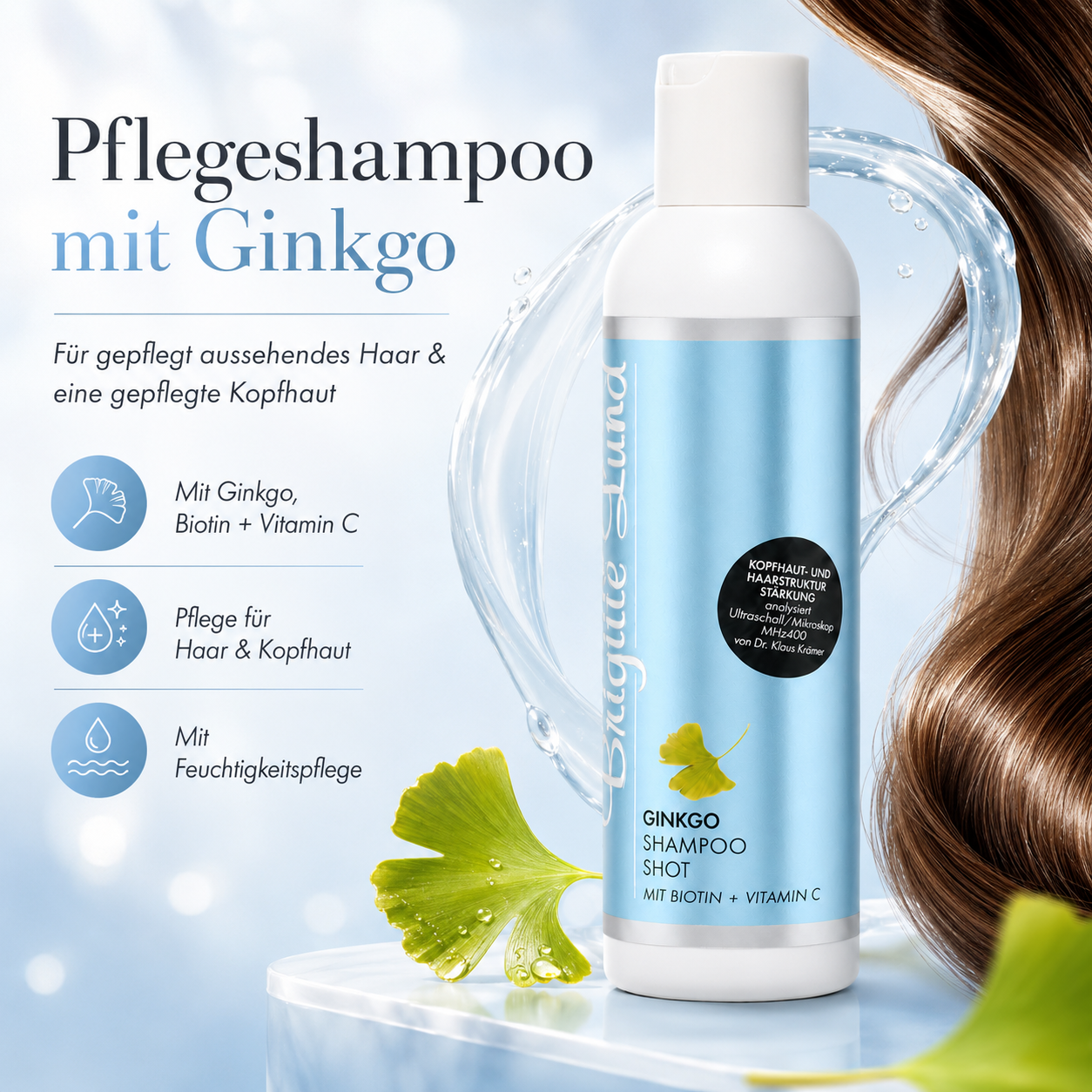 Brigitte Lund Ginkgo Shampoo Shot mit BIOTIN & Vitamin C 200 ml – Bild 2