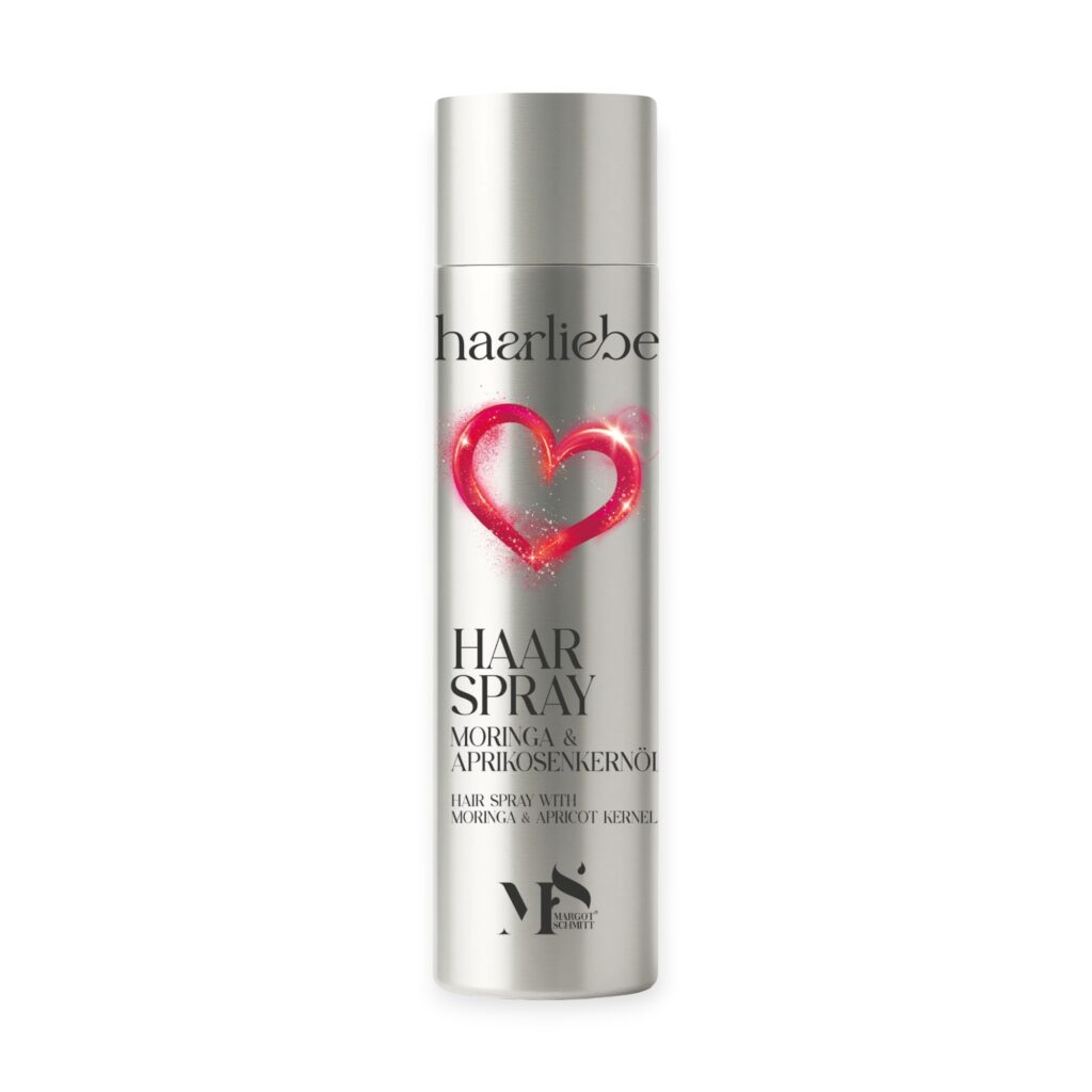Haarliebe Haarspray mit Moringa und Aprikosenkernoel.