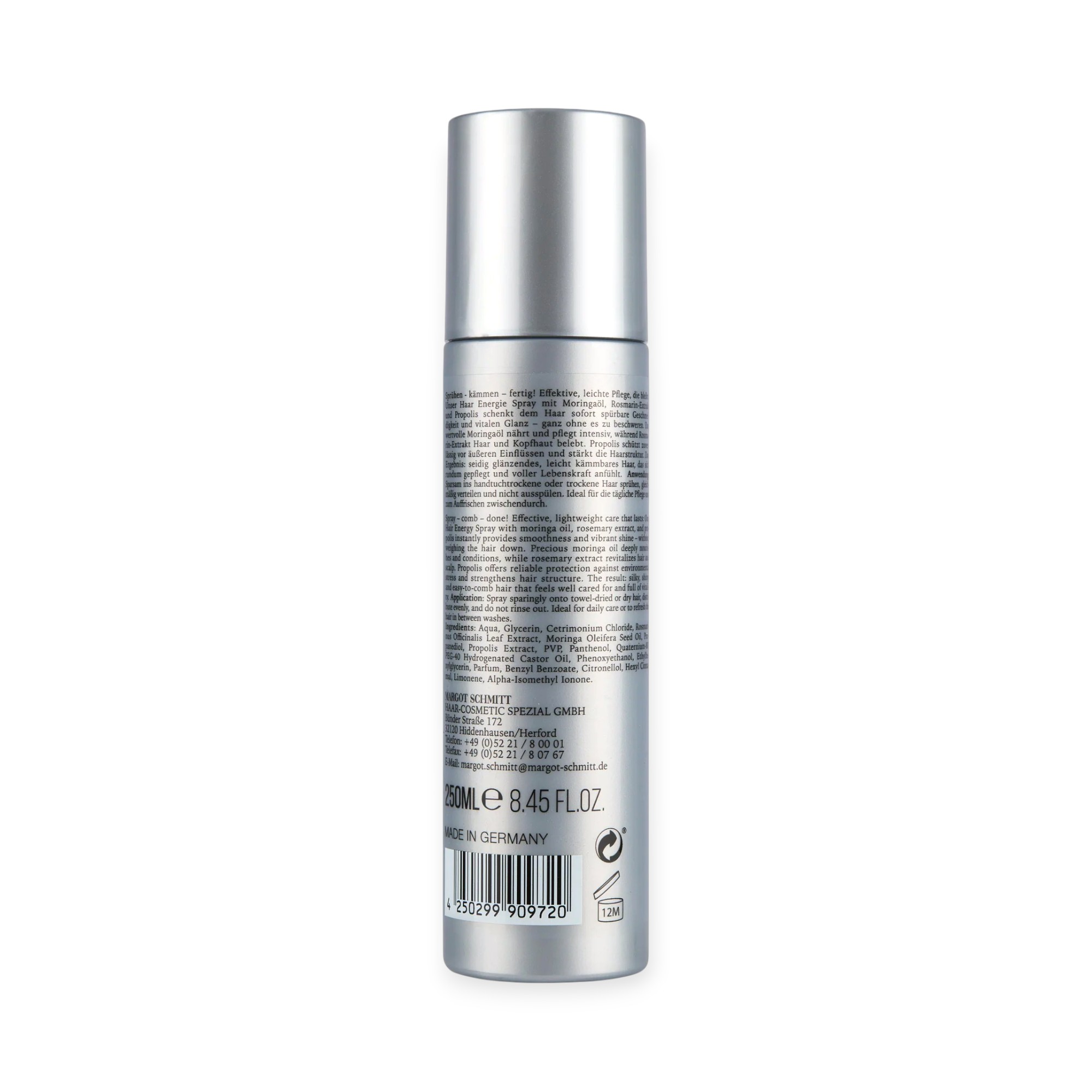 MARGOT SCHMITT® Haarliebe Haar Energie Spray Moringa & Propolis 250ml Inhaltstoffe