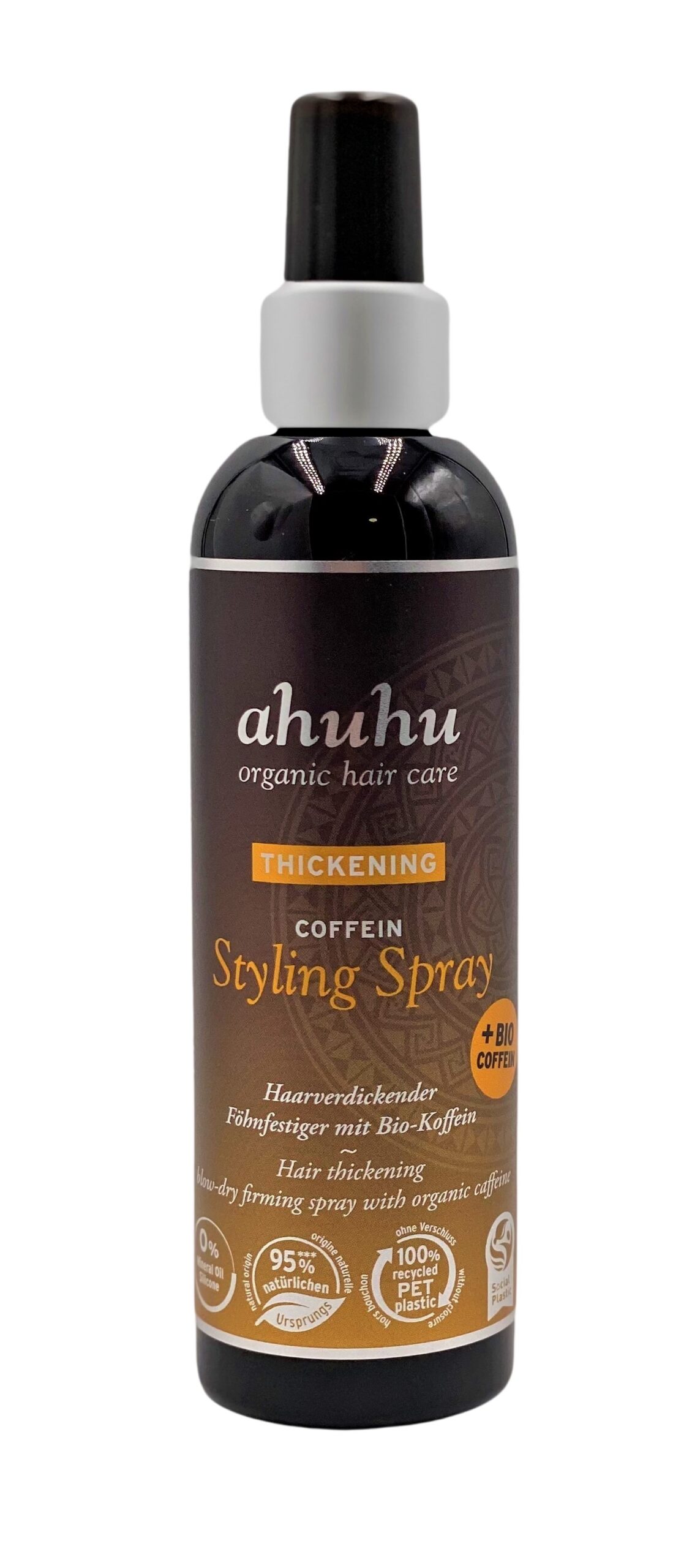ahuhu organic hair care Coffein F&ouml;nfestiger Styling Spray 200ml – Bild 1