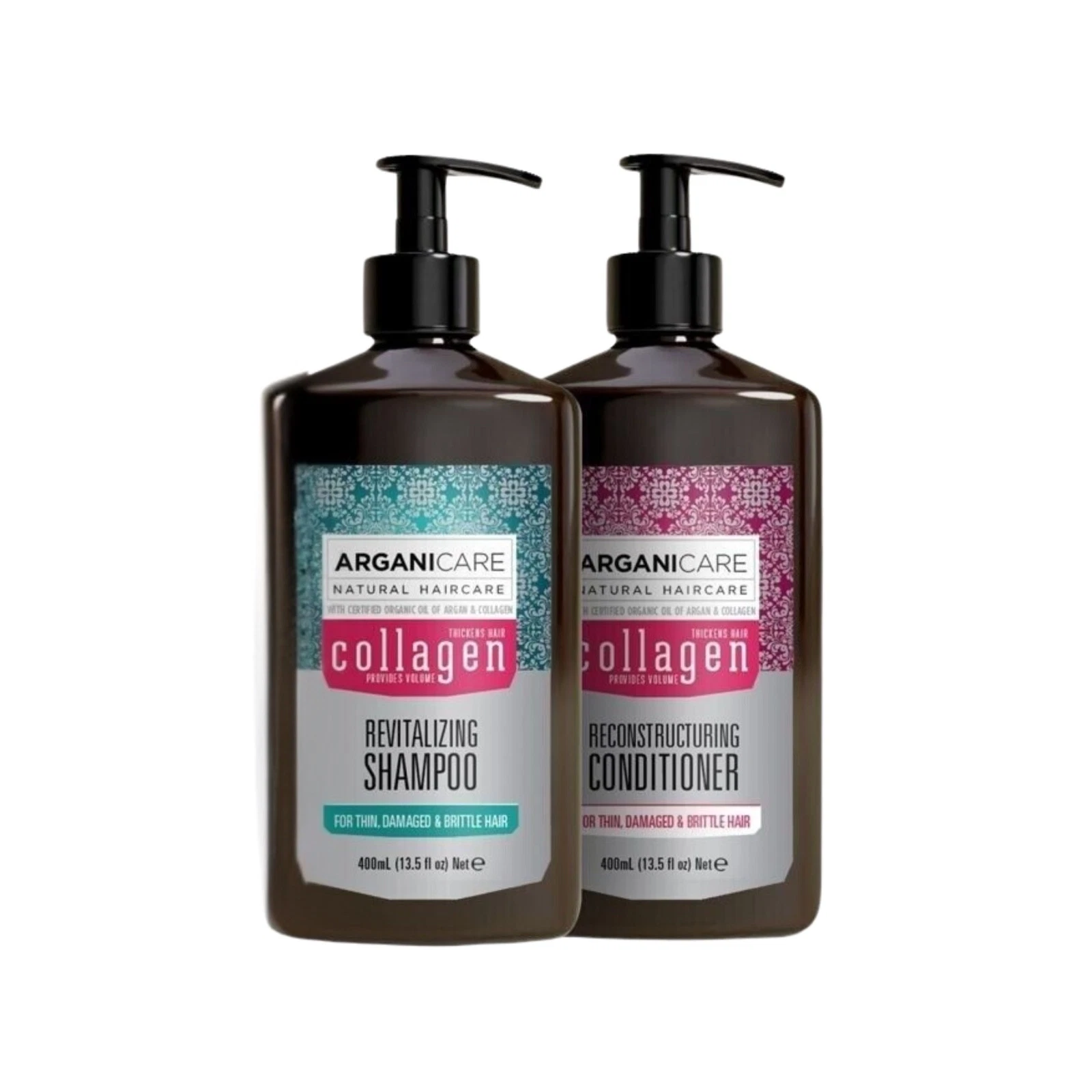 Arganicare Natural Hair Care COLLAGEN Revitalizing Shampoo 400ml & Conditioner 400ml – Bild 1