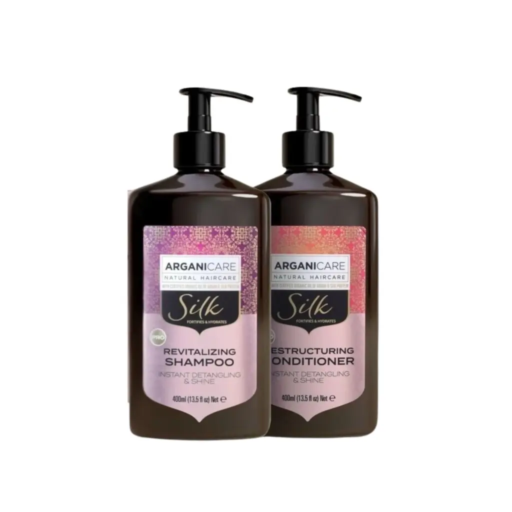 Arganicare Natural Hair Care SILK Protein Revitalizing Shampoo 400ml & Conditioner 400ml