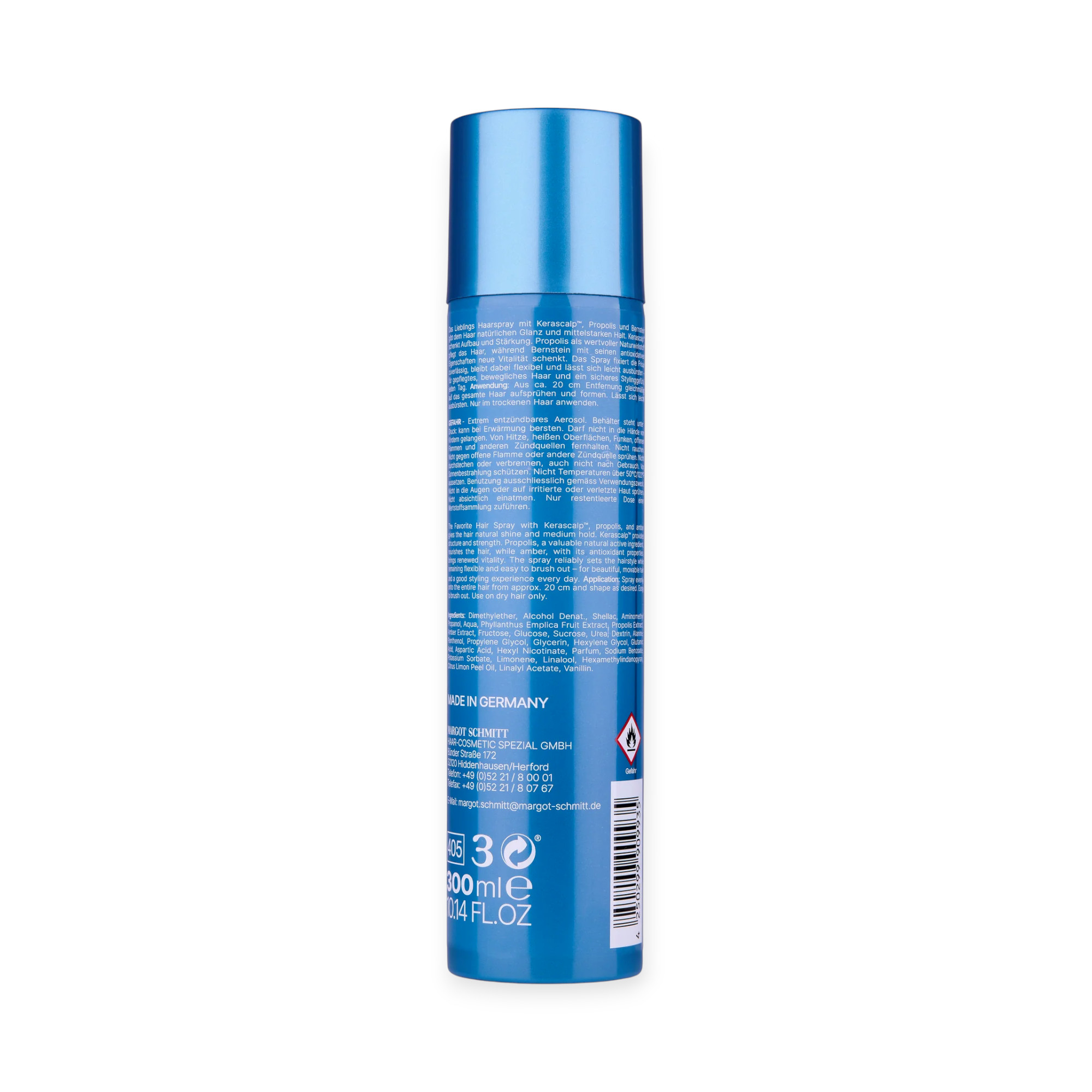 Margot Schmitt Lieblings Haarspray mit Kerascalp™, Propolis und Bernstein, 300ml