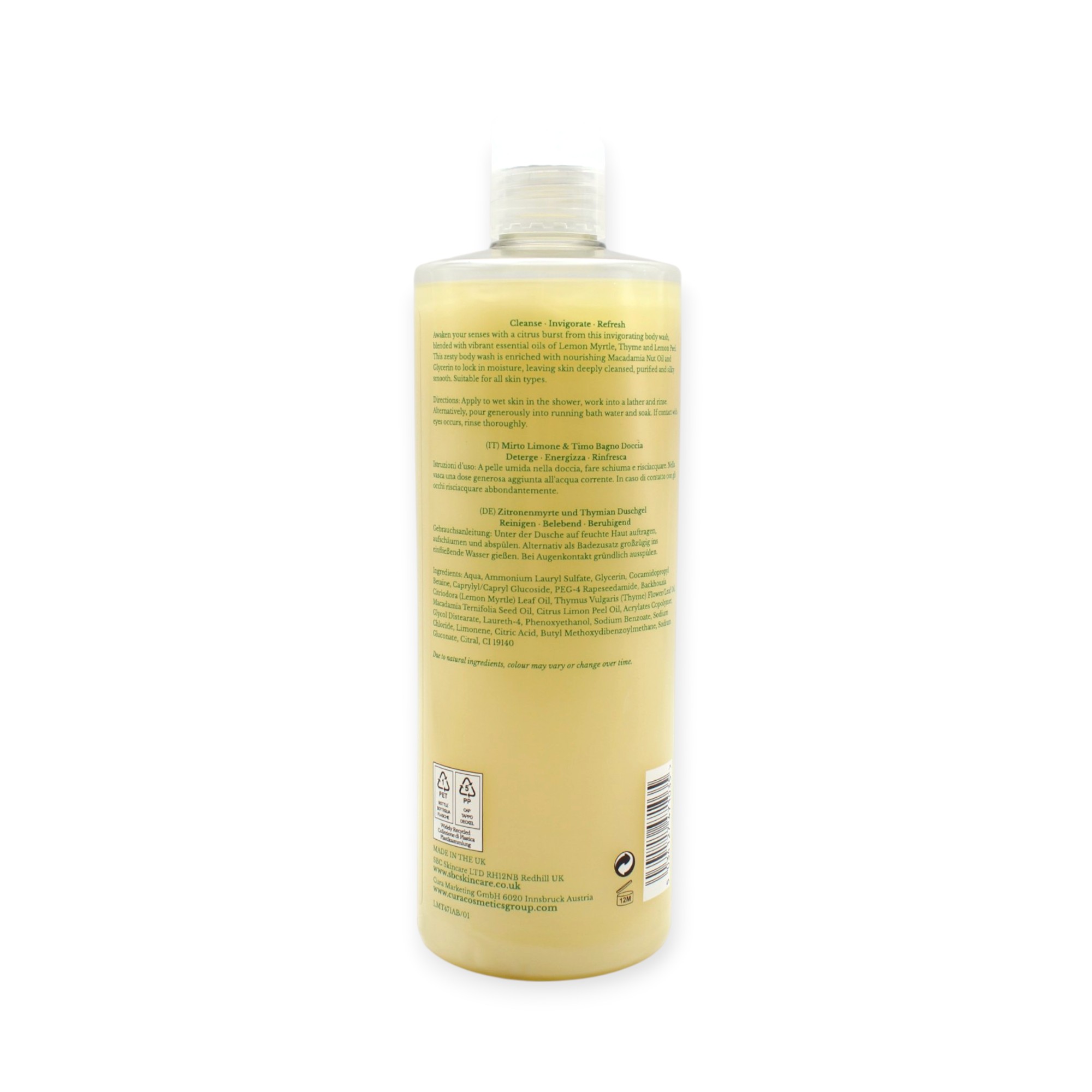 SBC Lemon Myrtle & Thyme Body Wash, 500 ml - Duschgel mit ätherischen Ölen & Macadamiaöl – Bild 2