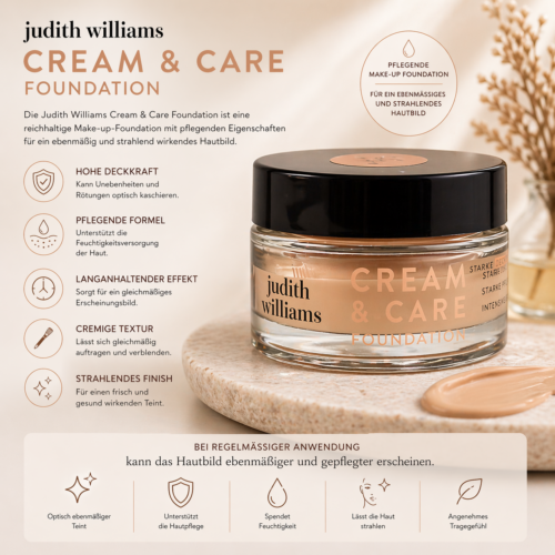 Judith Williams Creme Care Foundation 18ml + Defining Eyebrow Pencil mit pflegendem Vitamin E, 1,14 g Medium Braun