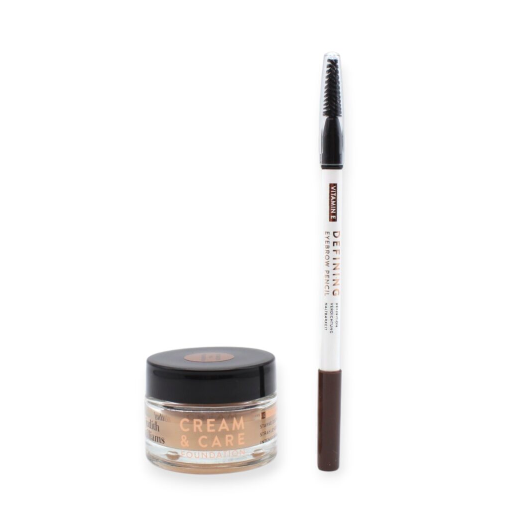 Judith Williams Creme Care Foundation 18ml + Defining Eyebrow Pencil mit pflegendem Vitamin E, 1,14 g Medium Braun