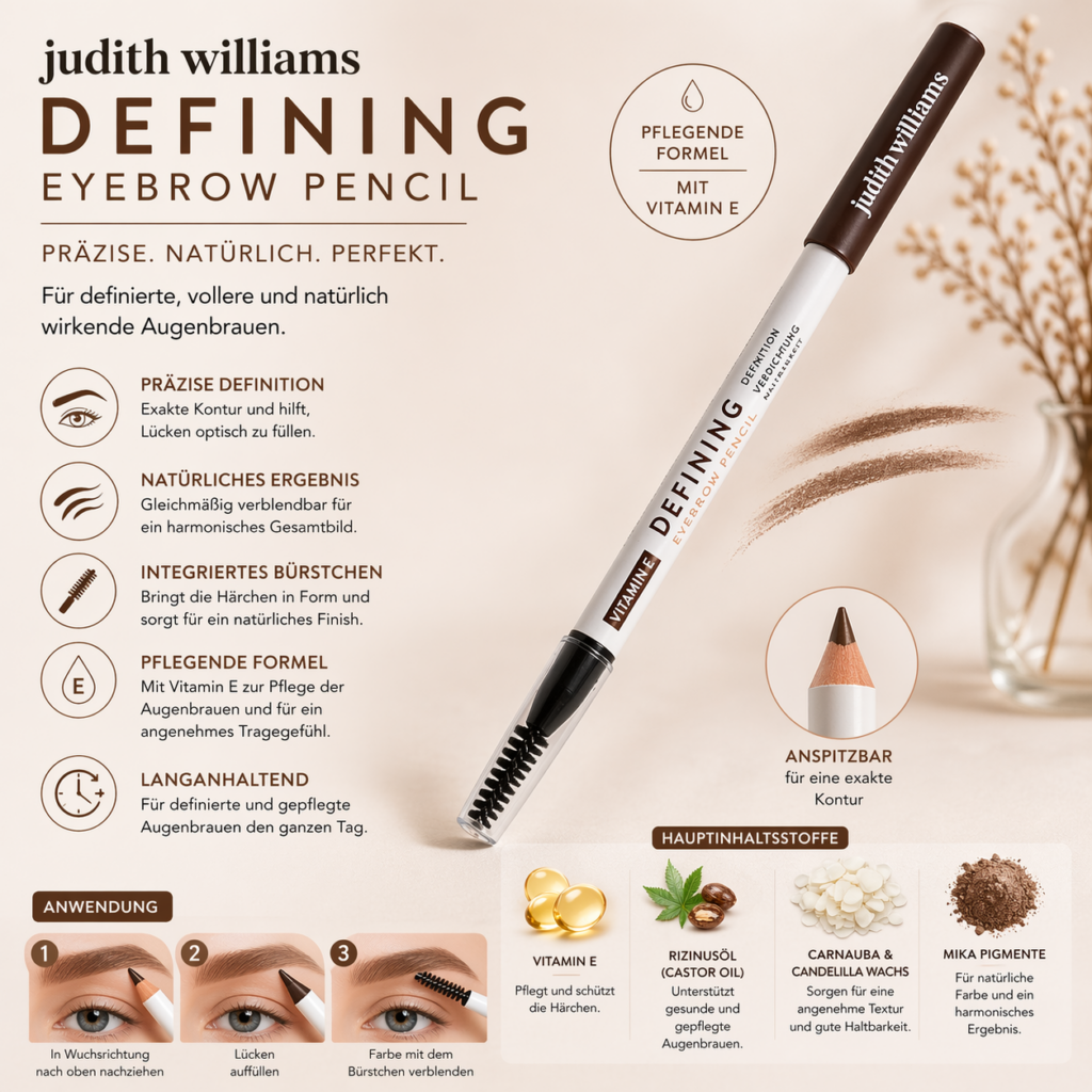 Defining Eyebrow Pencil mit pflegendem Vitamin E, 1,14 g Medium Braun