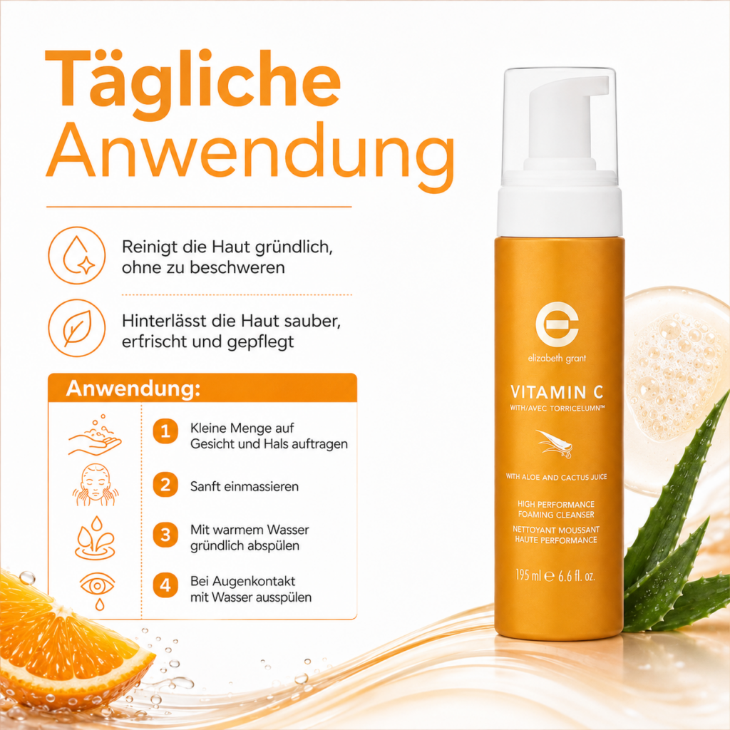 ELIZABETH GRANT Vitamin C mit Aloe Reinigungsschaum Anwendung