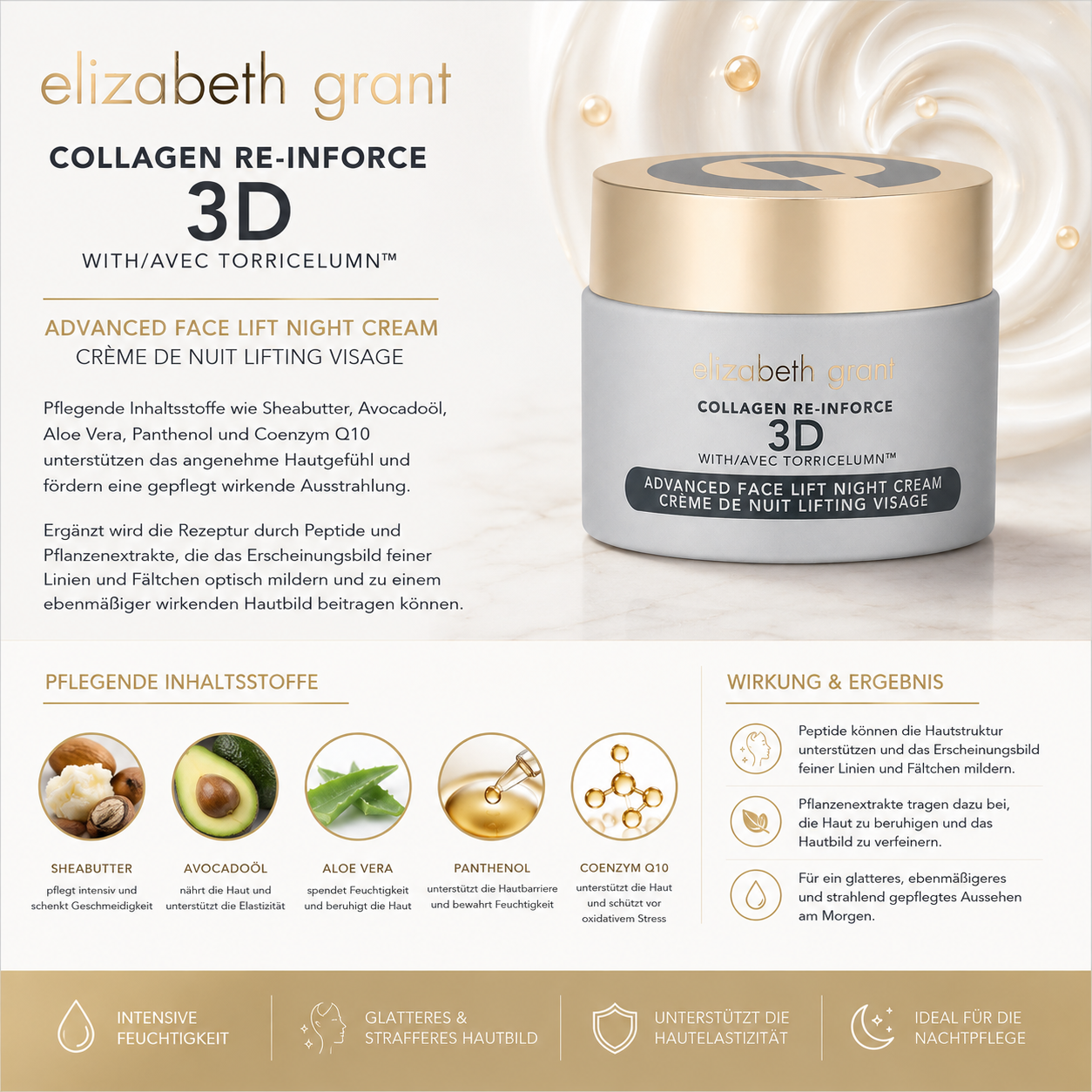 ELIZABETH GRANT Collagen Re-Inforce 3D Advanced Face Lift Nachtcreme, 50 ml – Bild 2