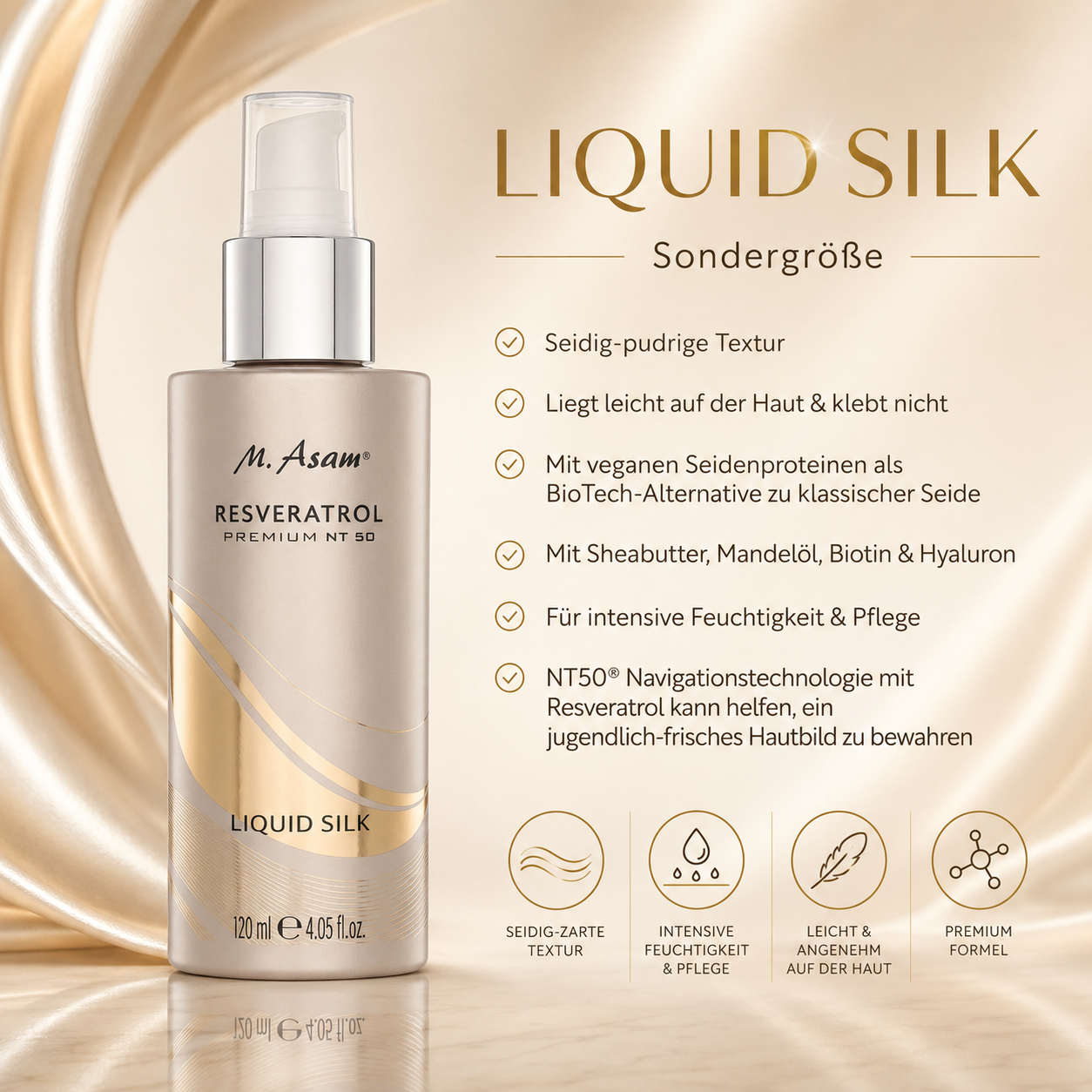 M. ASAM® Resveratrol Premium NT50 Liquid Silk 120ml Sondergröße – Bild 3