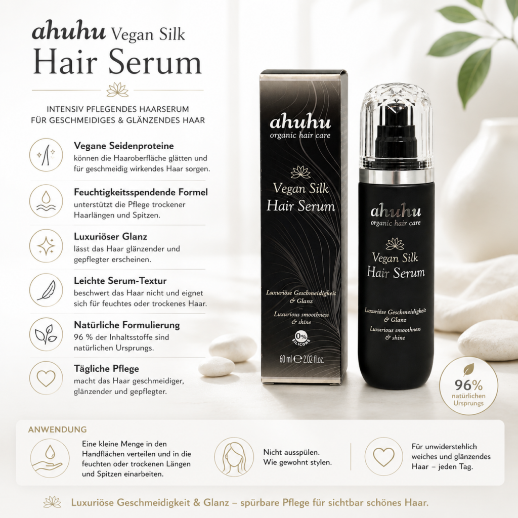 ahuhu Vegan Silk Hair Serum 60ml – pflegendes Haarserum mit veganen Seidenproteinen