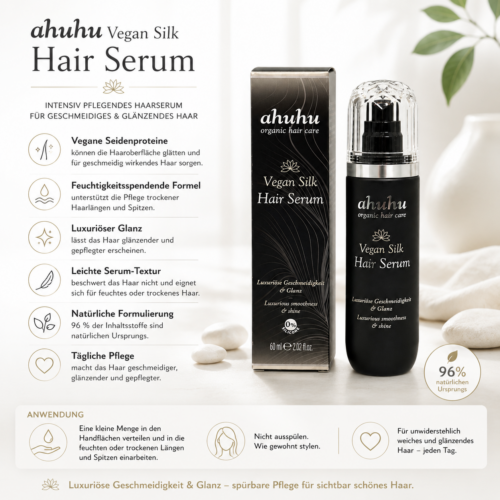 ahuhu Vegan Silk Hair Serum 60ml – pflegendes Haarserum mit veganen Seidenproteinen