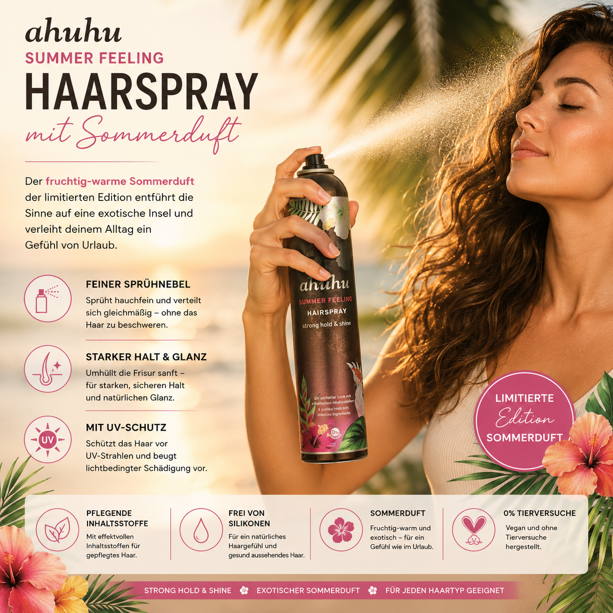 ahuhu organic hair care STYLE & FINISH Summer Feeling Hairspray 300ml Limited Edition – Bild 2