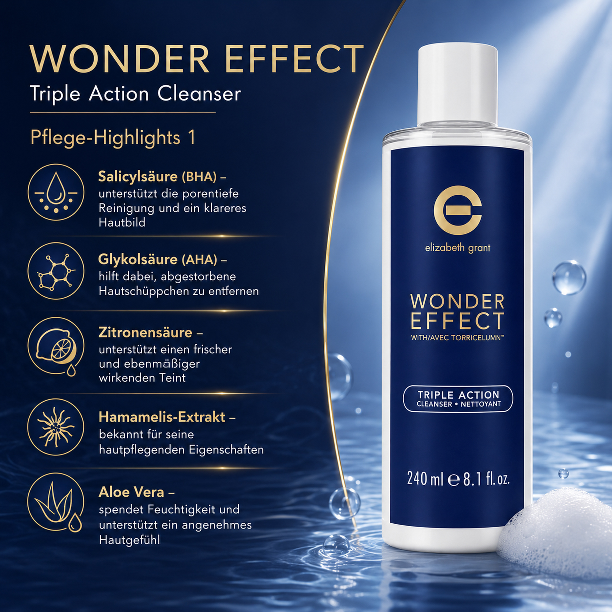 Elizabeth Grant Wonder Effect Triple Action Cleanser 240ml – Bild 3