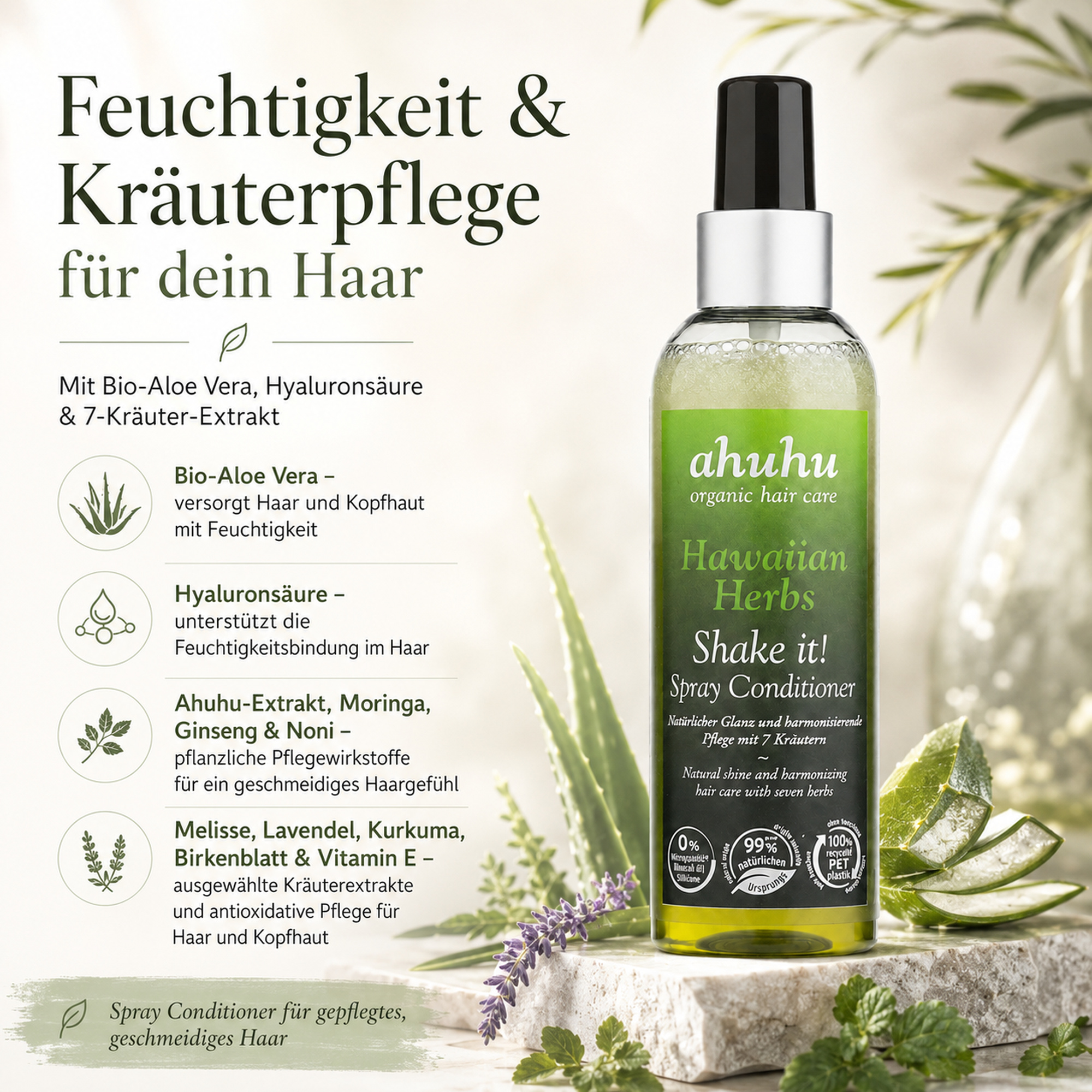 ahuhu Hawaiian Herbs Shake It! Spray Conditioner – Bild 3