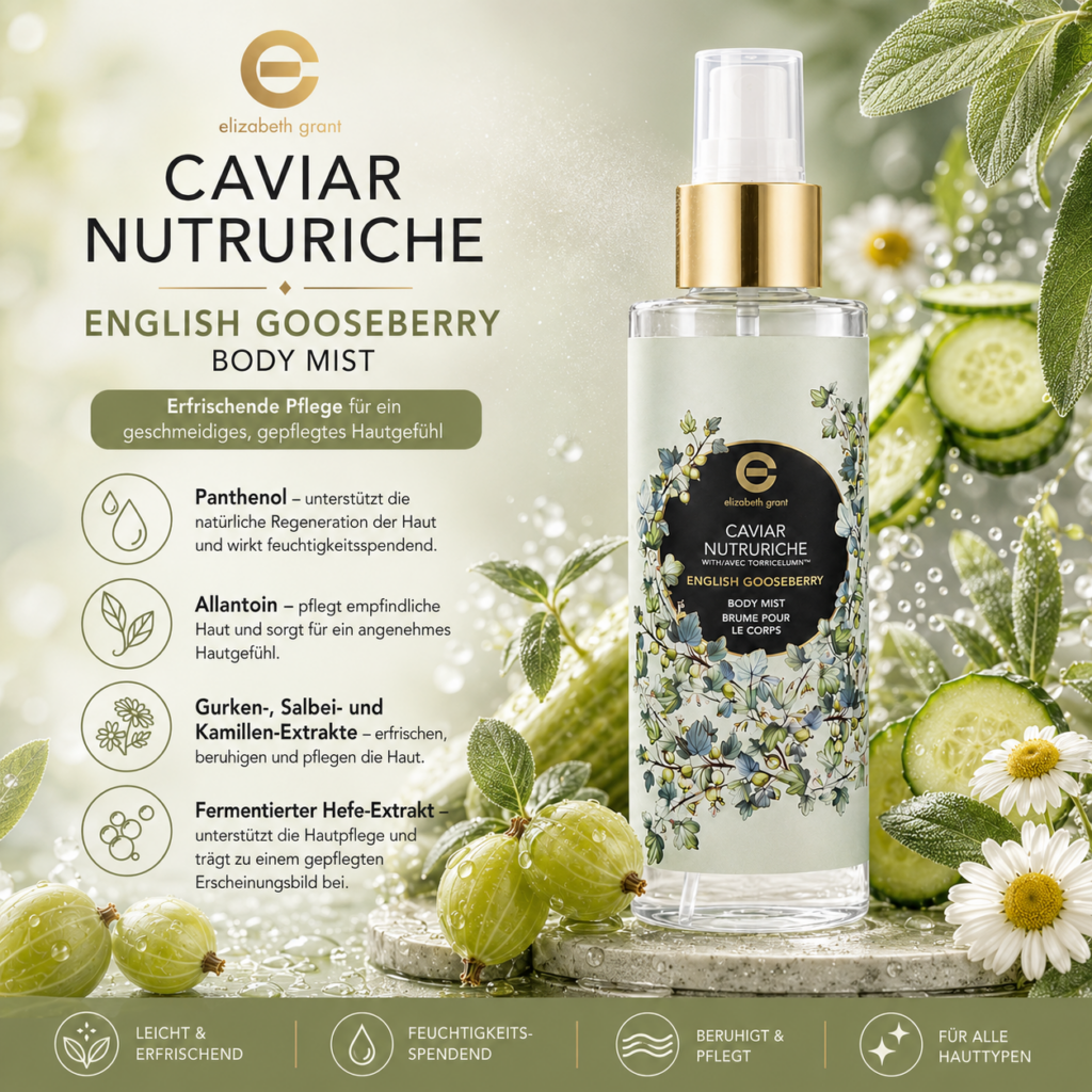ELIZABETH GRANT Caviar Nutruriche English Gooseberry Body Mist, 150 ml