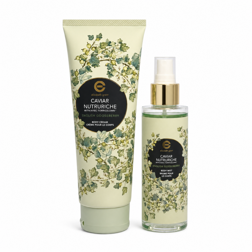 ELIZABETH GRANT Caviar Nutruriche English Gooseberry (Stachelbeere) Body Mist, 150 ml + Body Cream 240ml