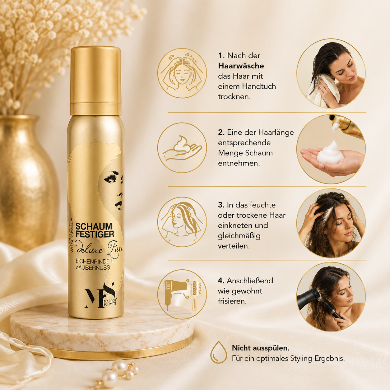 Margot Schmitt Deluxe Pure Schaumfestiger Eichenrinde + Zaubernuss 100ml – Bild 2