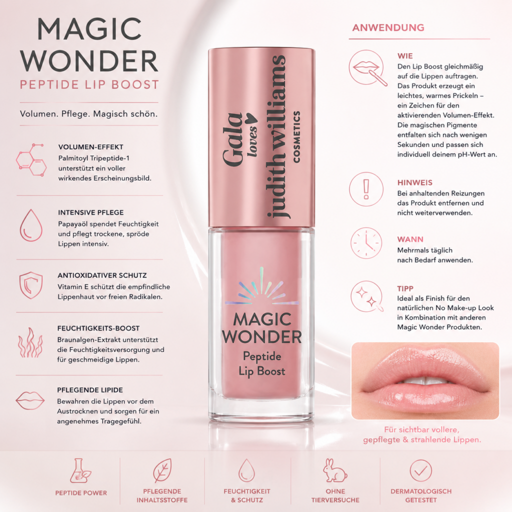 Judith Williams Magic Wonder Peptide Lip Boost - Lippenpflege & Gloss Anwendung.