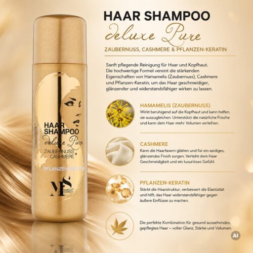 Margot Schmitt Shampoo mit Pflanzen Keratin 250ml + Haarkur Cashmere + Keratin 200ml mit Kopfmassage-Bürste – Bild 3