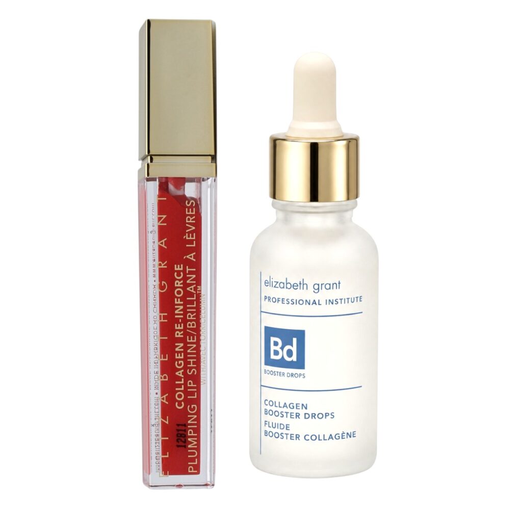 ELIZABETH GRANT Professional Institute Collagen Booster Drops 30 ml & Collagen Re-Inforce Plumping Lip Shine Red 7,5 ml