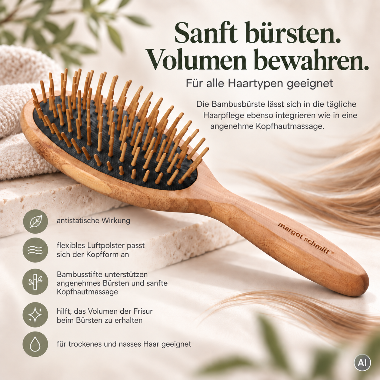 Natürlich schön gebürstet