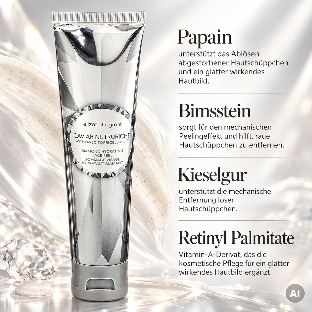 Papain, Bimsstein, Kieselgur & Retinyl Palmitate
