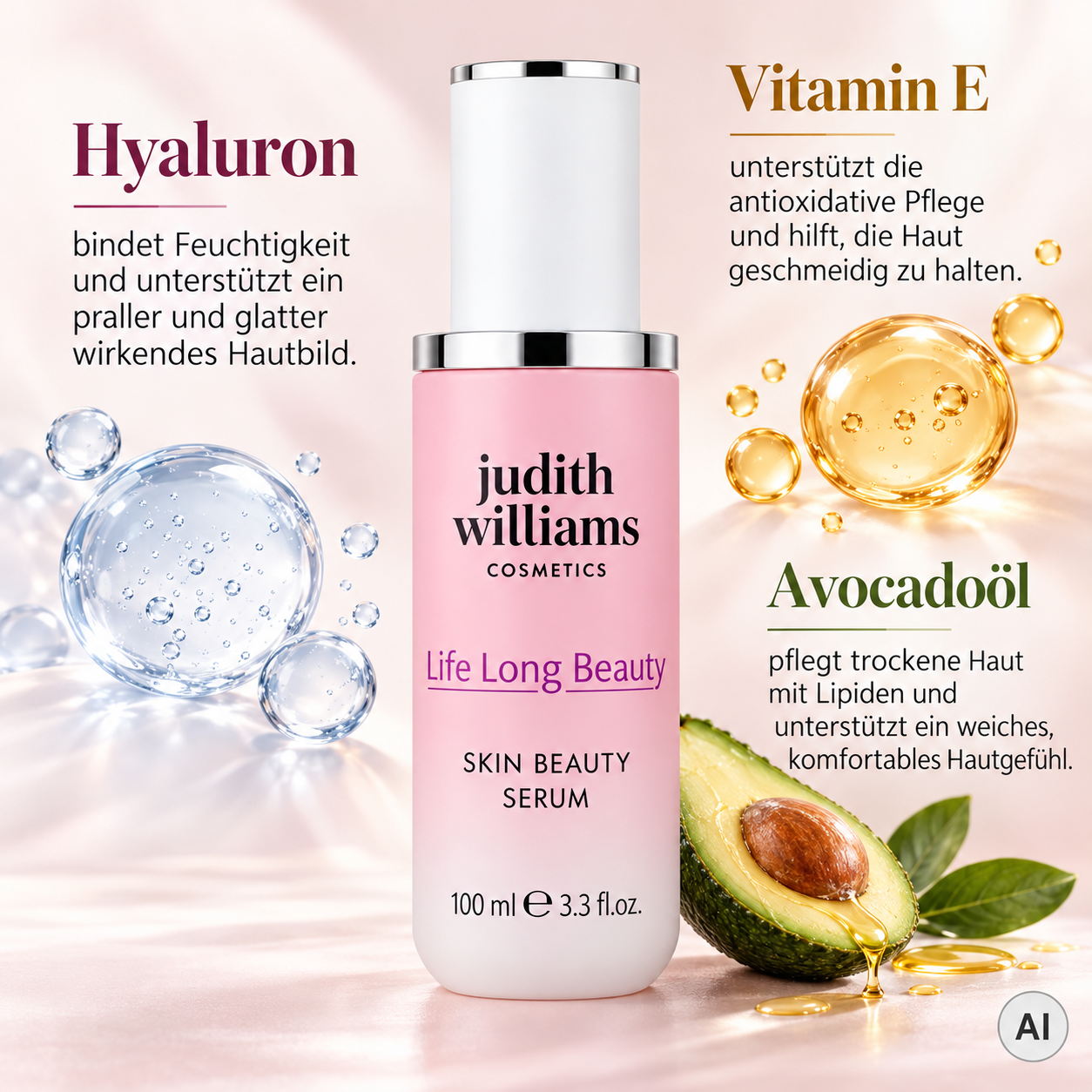 Hyaluron, Vitamin E & Avocadoöl