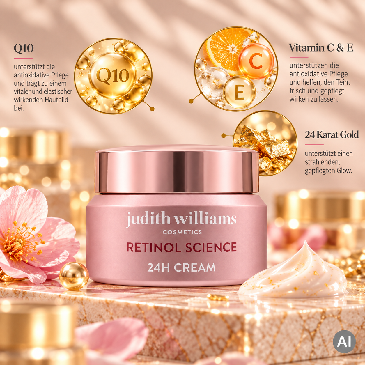 Q10, Vitamin C & E und 24 Karat Gold