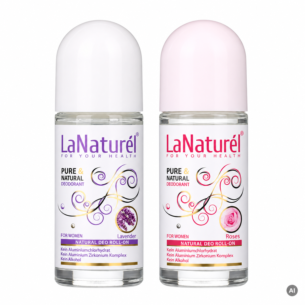 LaNaturél Deo Roll-On Rose + Lavendel 2x50ml Set