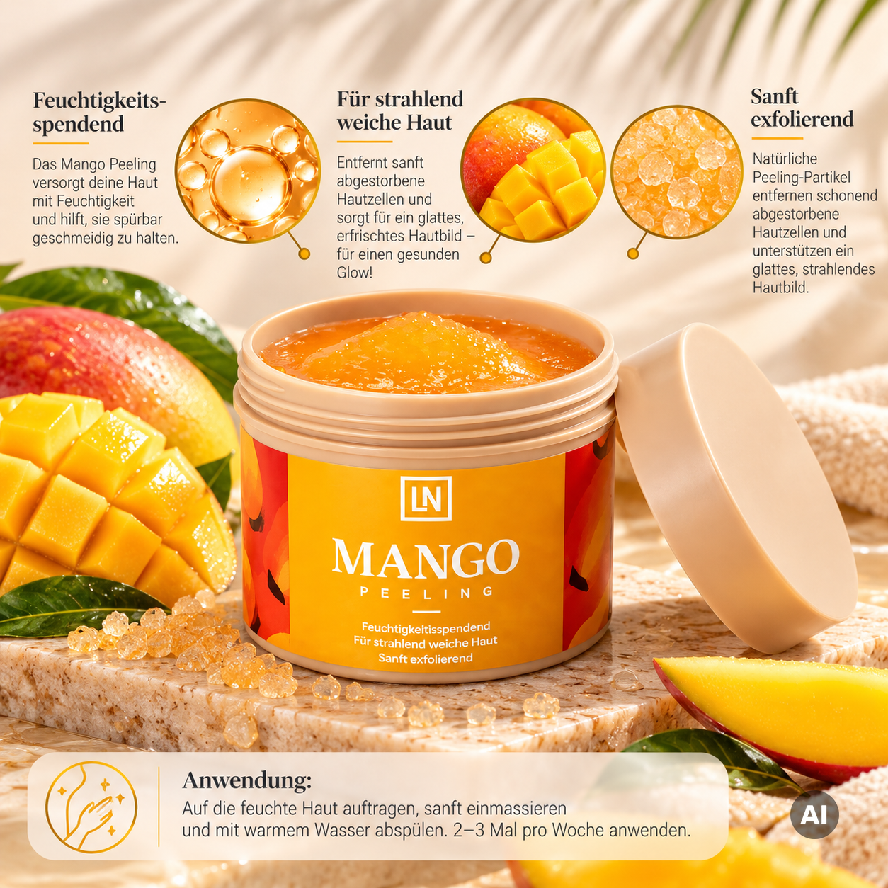 Sanftes Mango-Peeling